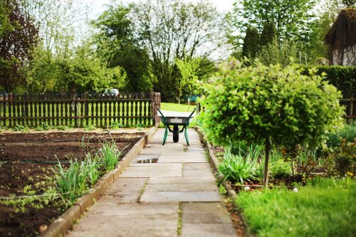 5 garden hardscape stock photo